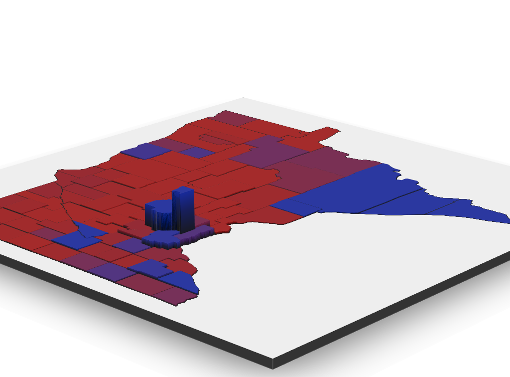 Create 3D County Maps Using Density as ZAxis RLang.io R Language